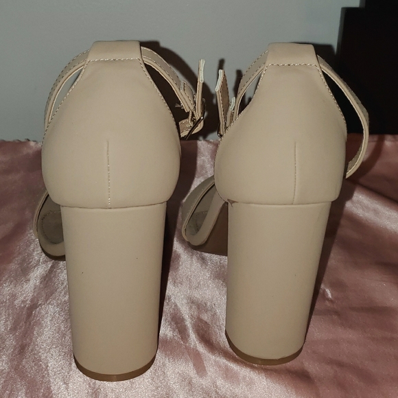 Nude Suede High Heel with Ankle Strap - Picture 3 of 3